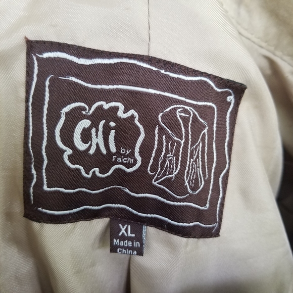 Chi by Falchi, XL size Boho distressed, stone-wash-style 100% suede jacket - Picture 11 of 11